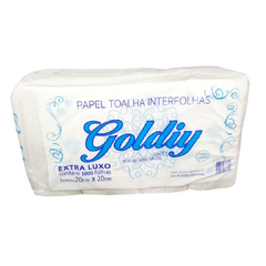 Papel toalha interfolha 20x20 extra luxo 2d Goldiy 500grs