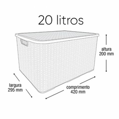 Organizador 20 litros caixa rattan branco Arqplast - comprar online