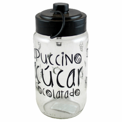 Pote de vidro Potes e Cia 300ml achocolatado/açúcar/cappuccino com tampa Ref.139 - comprar online