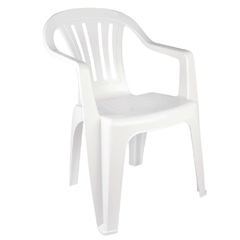 Cadeira plástica com apoio de braço cor branca - comprar online