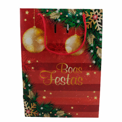 Sacola kraft natal 20x11x28 tema "boas festas" - HP Plásticos e Utilidades