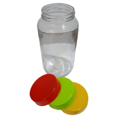 Pote de vidro Potes e Cia 800ml liso com tampa Ref.341 (Cores de tampas variadas ) Potes e Cia - HP Plásticos e Utilidades
