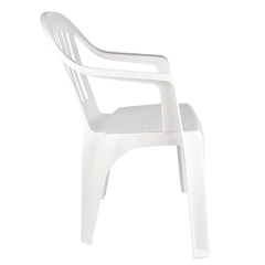 Cadeira plástica com apoio de braço cor branca na internet