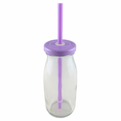Garrafa de vidro com canudo de plastico 240 ml na internet