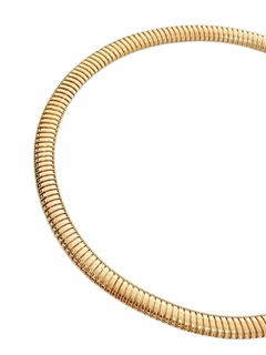 Choker Estruturada Trabalhada com Banho Dourado - Acessórios Amalie