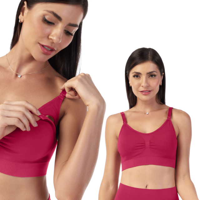 Red Seamless Maternity Bra with Removable Bulge