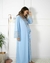 LANÇAMENTO - Camisola e Robe Longo Maternidade de Transpassar - Azul Claro Frozen - Tecido Fluity