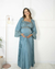 LANÇAMENTO - Camisola e Robe Longo Maternidade de Transpassar - Azul San Remo