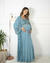LANÇAMENTO - Camisola e Robe Longo Maternidade de Transpassar - Azul San Remo - ANNA ROSA LINGERIE