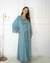 LANÇAMENTO - Camisola e Robe Longo Maternidade de Transpassar - Azul San Remo - comprar online