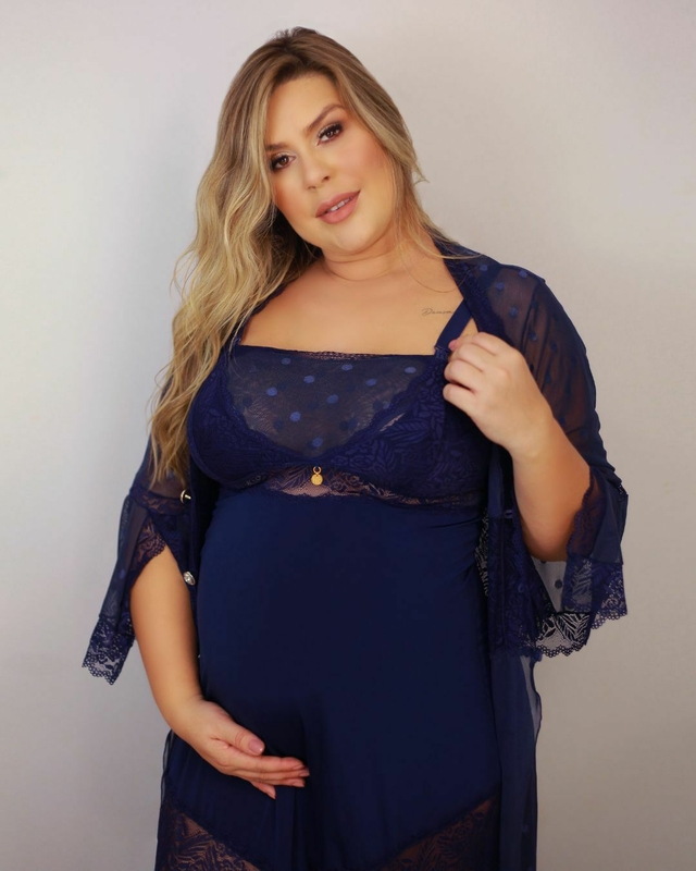 Long Maternity Nightdress with long lace Robe