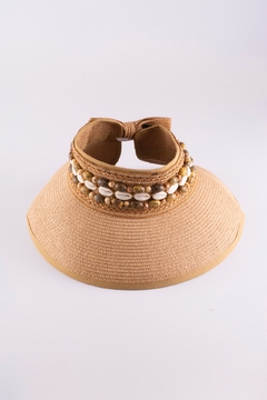 Chapéu de palha bordado em buzios - loja online