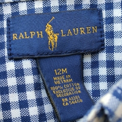 CAMISA - RALPH LAUREN - TALLE 12 MESES - A CUADROS AZUL Y BLANCO - PilchaGo