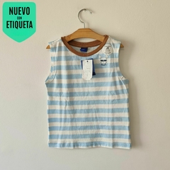 MUSCULOSA - BROER - TALLE 4 A 5 AÑOS - A RAYAS CELESTE Y BLANCO