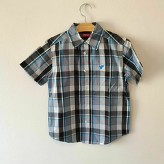 CAMISA - WRANGLER - TALLE 4 A 5 AÑOS - CUADROS NEGRO Y CELESTE