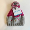 GORRO - CARTER´S - TALLE 3 A 9 MESES - TEJIDO GRIS Y ROSA CON CARITA