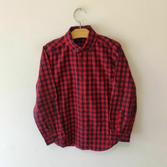 CAMISA - PRIMARK - TALLE 5 A 6 AÑOS - A CUADROS ROJO Y AZUL ML