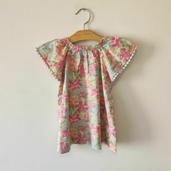 MUSCULOSA - MIMO - TALLE 3 AÑOS - CELESTE MOTIVO FLORES - comprar online