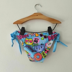 BIKINI - MISS LINDA - TALLE 6 AÑOS - CELESTE CON DIBUJOS