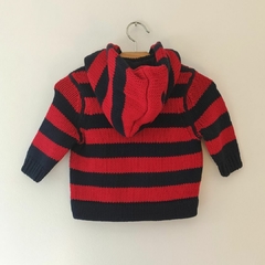 CAMPERA - GAP - TALLE 0 A 3 MESES - RAYAS AZUL Y ROJO CON CAPUCHA TEJIDO - comprar online