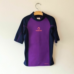 REMERA NEOPRENE - TRIBORD - TALLE 10 AÑOS - NEGRO Y VIOLETA