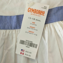 VESTIDO - GYMBOREE - TALLE 12 A 18 MESES - BLANCO A RAYAS CELESTE CON BOMBACHUDO // NUEVO !! - comprar online