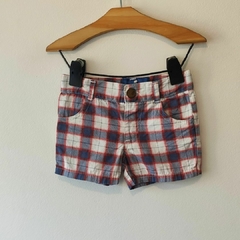 SHORT - BABYCOTTONS - TALLE 6 MESES - CUADROS ROJO Y AZUL