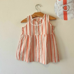 VESTIDO - TINYCOTTONS - TALLE 3 A 6 MESES - A RAYAS BEIGE Y NARANJA - tienda online