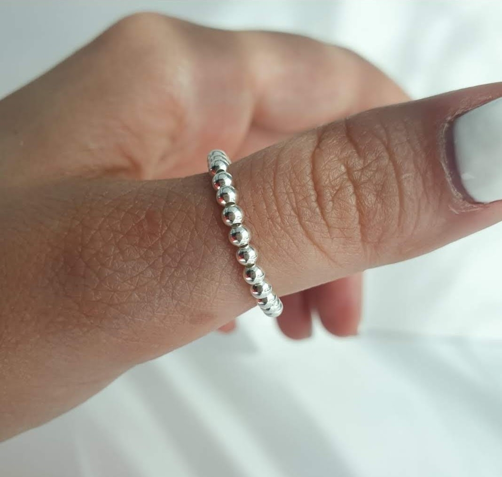 Anillo elastizado Plata bolitas