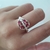 Anillo plata hoja micropavé cubics rosa - comprar online