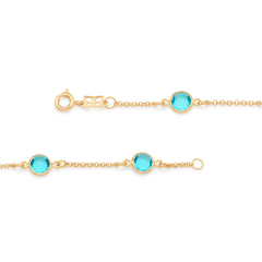 Pulsera laminada en oro 18k con piedras agua marina. - comprar online