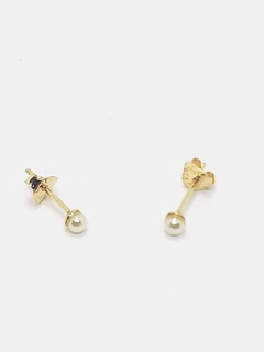Aro con perla anacarada de 3 mm laminado en oro 18k. - comprar online