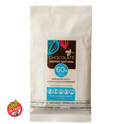 Chocolate 60% Cacao con Azúcar de Coco y Leche de Almendras Andino Natural 50g