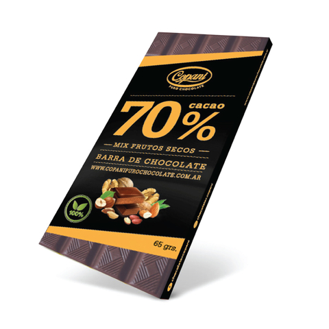 Tableta De Chocolate 70% Cacao Con Frutos Secos Copani 63g