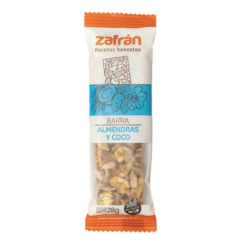 Barrita de frutos secos con almendras y coco Zafrán 28g