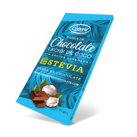 Tableta De Chocolate Con Leche De Coco Y Stevia Copani 63g