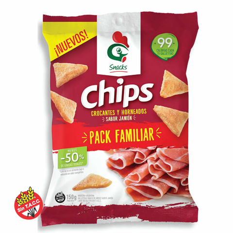 Chips Crocantes Y Horneados Sabor Jamon Gallo Snacks Pack Familiar 150g