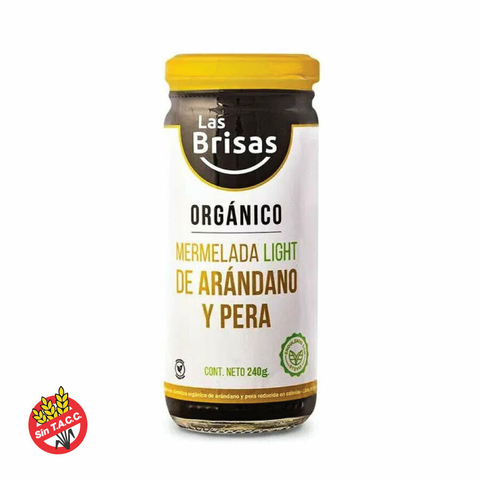 Mermelada Organica sin azúcar Sabor Pera Arandanos Las Brisas 240g