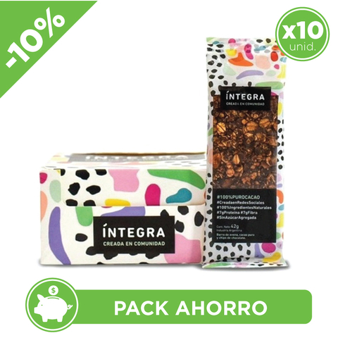 Pack Caja Barras Chocolate y Avena Integra 40g (10unid.)
