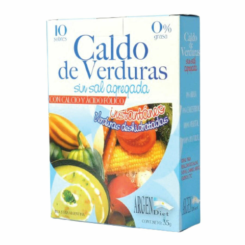 Caldo de Verdura Sin Sal Caja x 10 Sobres Argendiet