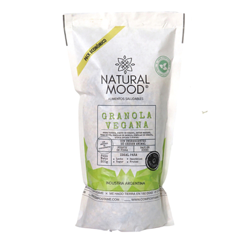 Granola Vegana Doy Pack Compostable Natural Mood 500g