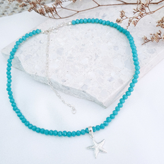 Choker Colore Azul c/ Pingente | Prata 925