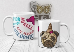 Caneca de Porcelana Pug - Abrace esse pequeno Unicórnio