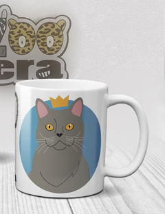 Caneca de Porcelana Gato Cinza