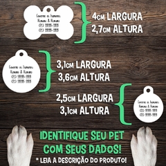 Medidas da plaquinha de identificação para animais