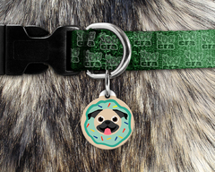 Plaquinha (Tag) de Identificação Rosquinha Pug - comprar online