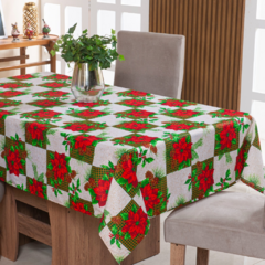 TOALHA DE MESA NATALINA 6 LUGARES 2,00M X 1,40M OXFORD DECORAÇÃO DE NATAL