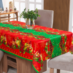 TOALHA DE MESA NATALINA 10 LUGARES 3,00M X 1,40M OXFORD DECORAÇÃO DE NATAL