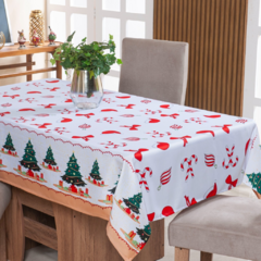 TOALHA DE MESA NATALINA 4 LUGARES 1,50M X 1,40M OXFORD DECORAÇÃO DE NATAL