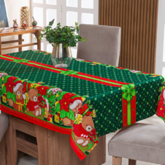 TOALHA DE MESA NATALINA 4 LUGARES 1,50M X 1,40M OXFORD DECORAÇÃO DE NATAL